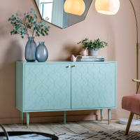 Mint Green 2 Door Cupboard Cabinet Geometric Circles Patterned Doors