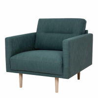 Modern Dark Green Fabric Upholstery Living Armchair With Light Oak Legs 79x80cm