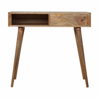Nordic Style Mango Wood Leaf Embossed Resin Writing Desk With Drawer And Slot 80 x 88cm