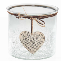 Smoked Midnight Crackled Heart Large Candle Holder