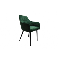 Green Velvet Fabric Upholstered Kitchen Dining Room Chair Black Metal Legs