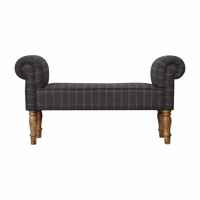 Pewter Tweed Bedroom Bench With Turned Feet