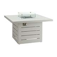 Square Small 130cm Grey Metal Outdoor Garden Dining Table With Firepit