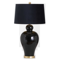 Kalvin Black Ceramic Table Lamp With Navy Blue Velvet Shade
