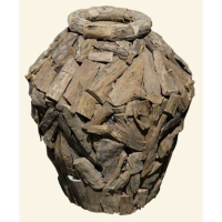 Garden Outdoor Natural Wooden Urn Hand Crafted