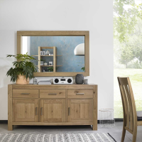 Modern Light Oak Large 160cm Wide Sideboard Storage Unit 3 Doors 3 Drawers