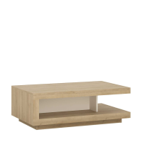 Geometric Oak and White High Gloss Designer Large Low Coffee Sofa Table 106cm Wide
