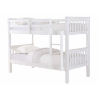 Modern White Painted Solid Pine Kids Single Bunk Bed with Fixed Ladder 3ft 90cm
