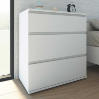 White Painted Modern Bedroom Chest of 3 Drawers Handle Free 77 x 84cm