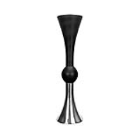 Value 75cm Matte Black And Silver Glass Flute Vase