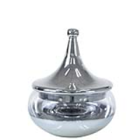 Value Medium Clear Vase With Chrome Fluted Lid