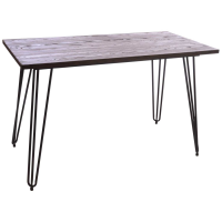 Industrial Fitzroy Small Elm Wood Steel Hairpin Framed Rectangle 120cm Kitchen Dining Table
