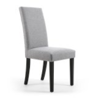 Modern Silver Grey Linen Upholstered Dining Chair With Black Legs 990 x 470cm