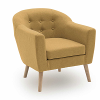 Perig Modern Mustard Yellow Fabric Accent Armchair on Wooden Legs 75x73x74cm