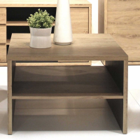 Modern Dark Oak Small Square Coffee Sofa Table With Shelf 75 x 48 x 75cm