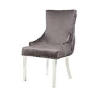Grey Tufted Back Dining Chair With Steel Legs