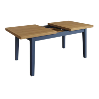 Dark Blue Painted Rectangular Extending Dining Table Oak Top 160 to 200cm