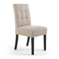 Modern Oatmeal Tweed Fabric Upholstered Waffle Back Dining Chair with Black Legs 92x45cm