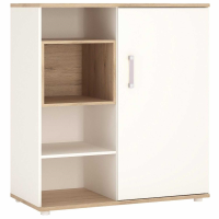 Kids White High Gloss 1 Sliding Door Low Cabinet With Shelves Lilac Handles