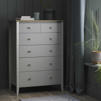 Whitby Scandi Oak and Pale Grey Painted Modern Bedroom 4+2 Drawer Chest