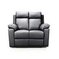 Modern Dark Slate Grey Leather Fixed 2 Seater Sofa 154cm Wide