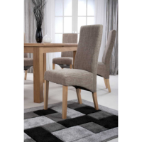 Wave Back Kitchen Dining Room Chair Tweed Oatmeal Fabric Upholstery Modern