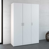 Trendy Simple White 3 Door Triple Bedroom Wardrobe With Metal Handles 175.4 x 115.8cm