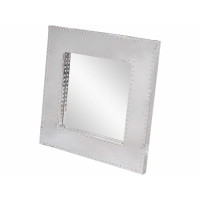 Duke Polished Silver Steel Square Wall Mirror With Stud Detail