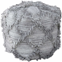 Kepino Hand Woven Pit Loom Grey Wool Pouffe