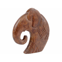 Elephant Looking Down Wooden Freestanding Sculpture