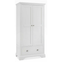 Hampstead White Painted 2 Door Double Bedroom Wardrobe With Hanging Rail 195 x 97cm