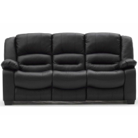 Barletta Modern Black PU Faux Leather 3 Seater Fixed Sofa Bucket Seat 204cm