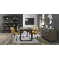 Tivoli Weathered Oak 4 to 6 Seater Table And 4 Mondrian Mustard Velvet Chairs Dining Set