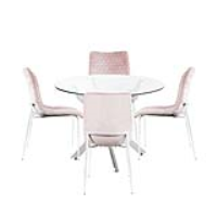 Value Nova 100cm Round Dining Table And 4 Pink Zula Chairs