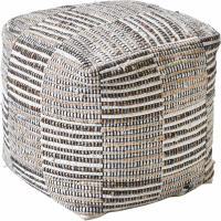 Kose Hand Woven Pit Loom Ivory And Natural Hemp Pouffe
