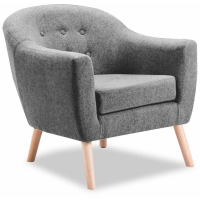 Perig Modern Light Grey Fabric Accent Armchair on Wooden Legs 75x73x74cm