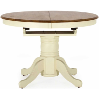Ivory Cream Painted Round Oval Extending 150cm Dining Table Natural Wood Top
