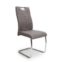 Talia Suede Effect Light Grey Faux Leather Handle Back Effect Kitchen Dining Chair With Chrome Cantilever Leg 98x43x57cm