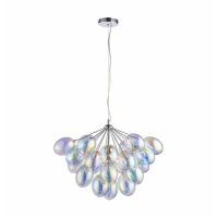 Modern Style Clear Chrome Glass Shade Adjustable 6 Pendant Ceiling Light 198 x 65cm