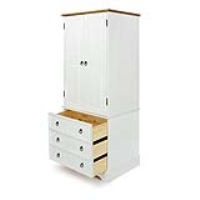 White Painted Narrow Combination Gents Wardrobe 2 Doors and 3 Drawers
