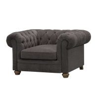 Grey Chenille Fabric Upholstered Chesterfield Arm Chair with Button Detailing