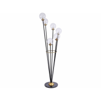Mercer Black And Brass Art Deco Floor Desk Lamp With Glass Bubble Shades E14 25W