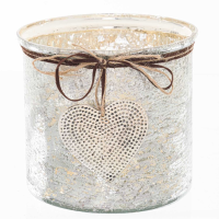 Mercury Hammered Heart Large Candle Holder