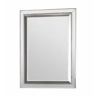 Modern Silver Metal Frame Bedroom Rectangular Wall Mirror 109.5 x 79.5cm