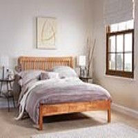Modern Double 4ft6in Hevea Wood Honey Oak Bed Frame 135cm Wide