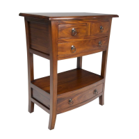 Mahogany Handcrafted Pacific 4 Drawer Telephone Side Table with Open Shelf 80x68x41cm