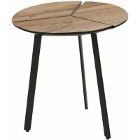 Gyda Industrial Round Divided Pie Cut Oak Pattern Top Lamp Table 55cm Diameter