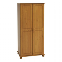Richmond Pine Wood Stained Lacquered 2 Door Double Bedroom Wardrobe 185x88cm