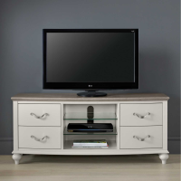 Modern Grey Painted Washed Oak Top TV Media Entertainment Unit 135cm Wide