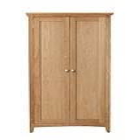 Industrial Style Oak Wood And Antique Metal 2 Door Full Hanging Bedroom Wardrobe With Hardwood Hanging Rail 180 x 85cm